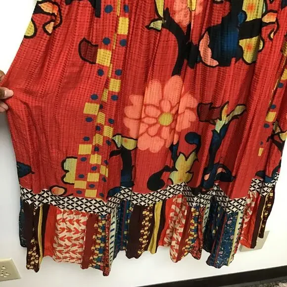 Anthropologie Verb by Pallavi Singhee Womens Red Floral Cayenne Midi Dress 10P - Picture 9 of 12